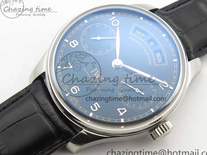 MIROTIME 0211 Portuguese Real PR Real Annual Calendar IW503502 ZF 1:1 Best Edition Black Dial Steel Markers on Black Leather Strap A StreetReady 7134